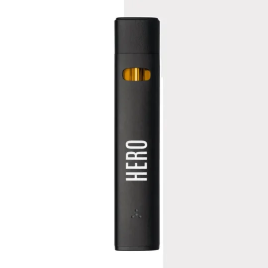 HERO black vape pen with compact design and transparent window, sleek and modern vaping device for discreet use