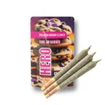 HERO THC-JD Series Premium-Indoor-Blüten in der Geschmacksrichtung Girl Scout Cookies mit einer Verpackung mit Keks-Motiven, begleitet von drei vorgerollten Joints